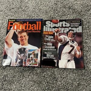 Lot of 2 John Elway Sports Illustrated & Beckett Magazines Denver Broncos Super